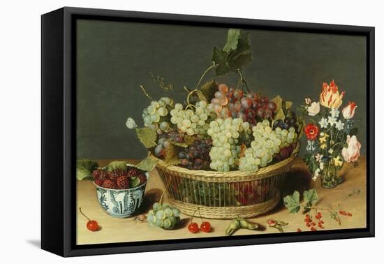 Still Life of Grapes in a Basket-Isaac Soreau-Framed Stretched Canvas