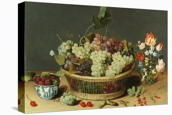 Still Life of Grapes in a Basket-Isaac Soreau-Stretched Canvas