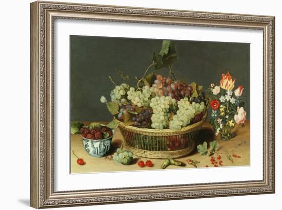 Still Life of Grapes in a Basket-Isaac Soreau-Framed Giclee Print