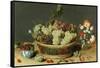 Still Life of Grapes in a Basket-Isaac Soreau-Framed Stretched Canvas