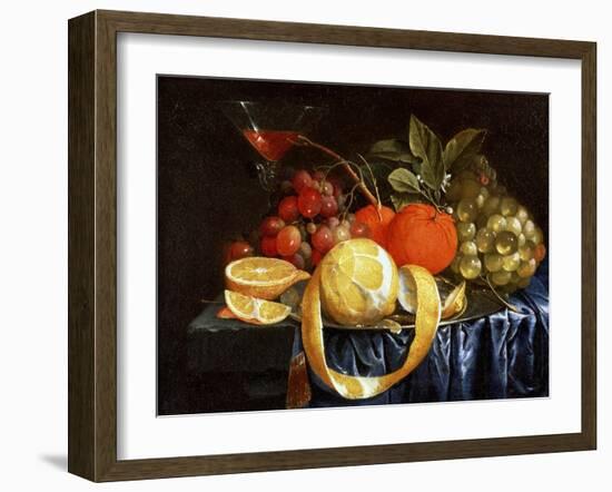 Still Life of Grapes, Oranges and a Peeled Lemon-Jan Pauwel Gillemans I-Framed Giclee Print