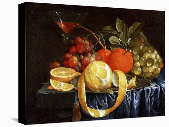 Still Life of Grapes, Oranges and a Peeled Lemon-Jan Pauwel Gillemans I-Stretched Canvas