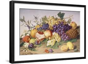 Still Life of Grapes, Pineapple, Figs and Pomegranates-Adolf Senff-Framed Giclee Print