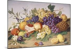 Still Life of Grapes, Pineapple, Figs and Pomegranates-Adolf Senff-Mounted Giclee Print