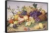 Still Life of Grapes, Pineapple, Figs and Pomegranates-Adolf Senff-Framed Stretched Canvas