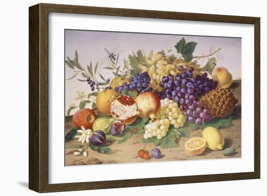 Still Life of Grapes, Pineapple, Figs and Pomegranates-Adolf Senff-Framed Giclee Print