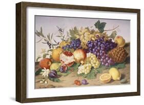 Still Life of Grapes, Pineapple, Figs and Pomegranates-Adolf Senff-Framed Giclee Print