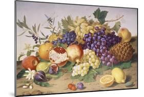 Still Life of Grapes, Pineapple, Figs and Pomegranates-Adolf Senff-Mounted Giclee Print