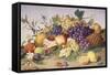 Still Life of Grapes, Pineapple, Figs and Pomegranates-Adolf Senff-Framed Stretched Canvas