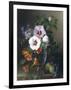 Still Life of Hibiscus and Nasturtium in a Glass Vase-Julie Guyot-Framed Giclee Print