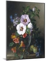 Still Life of Hibiscus and Nasturtium in a Glass Vase-Julie Guyot-Mounted Giclee Print