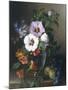 Still Life of Hibiscus and Nasturtium in a Glass Vase-Julie Guyot-Mounted Giclee Print