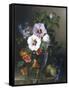 Still Life of Hibiscus and Nasturtium in a Glass Vase-Julie Guyot-Framed Stretched Canvas
