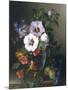 Still Life of Hibiscus and Nasturtium in a Glass Vase-Julie Guyot-Mounted Giclee Print