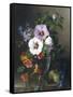 Still Life of Hibiscus and Nasturtium in a Glass Vase-Julie Guyot-Framed Stretched Canvas