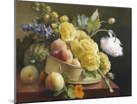 Still Life of Hollyhocks and Nasturtium-Antoine Berjon-Mounted Giclee Print