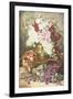 Still Life of Hollyhocks, Peaches and Plums-Eugene Claude-Framed Giclee Print