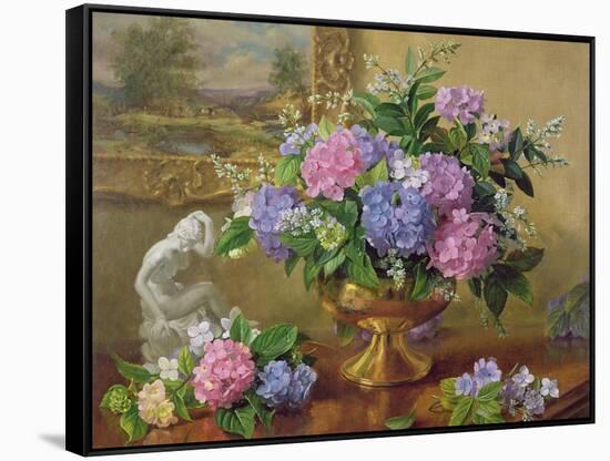 Still Life of Hydrangeas and Lilacs-Albert Williams-Framed Stretched Canvas