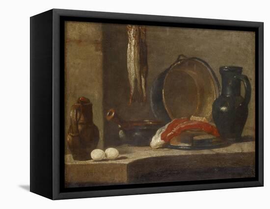 Still Life of Kitchen Utensils, C.1733-34-Jean-Baptiste Simeon Chardin-Framed Stretched Canvas