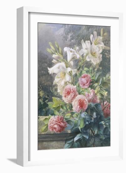 Still Life of Lilies and Roses-Mary Margetts-Framed Giclee Print