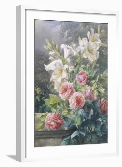 Still Life of Lilies and Roses-Mary Margetts-Framed Giclee Print