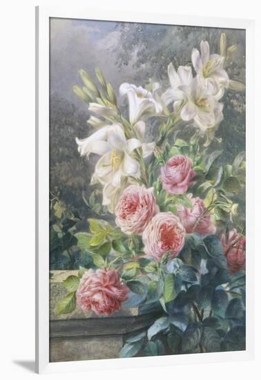 Still Life of Lilies and Roses-Mary Margetts-Framed Giclee Print