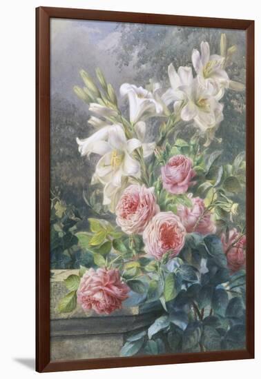 Still Life of Lilies and Roses-Mary Margetts-Framed Giclee Print