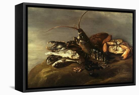 Still-Life of Lobster, Crabs, Mussels and Fish-Elias Vonck-Framed Stretched Canvas