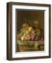 Still Life of Melons, Grapes and Peaches on a Ledge-Jakob Bogdani Or Bogdany-Framed Giclee Print