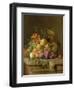 Still Life of Melons, Grapes and Peaches on a Ledge-Jakob Bogdani Or Bogdany-Framed Giclee Print