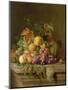 Still Life of Melons, Grapes and Peaches on a Ledge-Jakob Bogdani Or Bogdany-Mounted Giclee Print