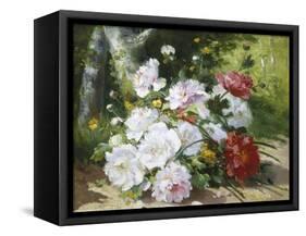 Still Life of Mixed Summer Flowers-Eugene Henri Cauchois-Framed Stretched Canvas