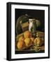 Still Life of Oranges, Watermelon, a Pot, and Boxes of Cake, Ca. 1760-Luis Egidio Meléndez-Framed Giclee Print