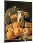 Still Life of Oranges, Watermelon, a Pot and Boxes of Cake-Luis Egidio Melendez-Mounted Giclee Print