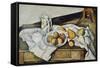 Still Life of Peaches and Pears, 1888-90-Paul Cézanne-Framed Stretched Canvas