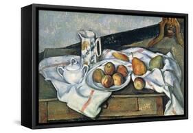 Still Life of Peaches and Pears, 1888-90-Paul Cézanne-Framed Stretched Canvas