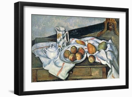 Still Life of Peaches and Pears, 1888-90-Paul Cézanne-Framed Giclee Print