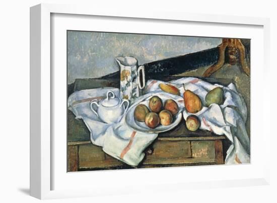 Still Life of Peaches and Pears, 1888-90-Paul Cézanne-Framed Giclee Print