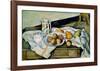 Still Life of Peaches and Pears-Paul Cézanne-Framed Art Print