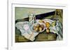 Still Life of Peaches and Pears-Paul Cézanne-Framed Art Print