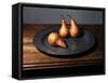 Still Life of Pears on Antique Pewter Plate-null-Framed Stretched Canvas