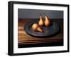 Still Life of Pears on Antique Pewter Plate-null-Framed Photographic Print