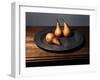 Still Life of Pears on Antique Pewter Plate-null-Framed Photographic Print