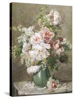 Still Life of Peonies and Roses-Francois Rivoire-Stretched Canvas