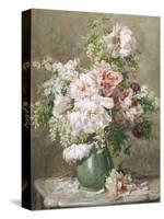 Still Life of Peonies and Roses-Francois Rivoire-Stretched Canvas