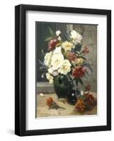 Still Life of Peonies and Wallflowers-Eugene Henri Cauchois-Framed Premium Giclee Print