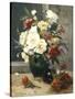 Still Life of Peonies and Wallflowers-Eugene Henri Cauchois-Stretched Canvas