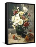 Still Life of Peonies and Wallflowers-Eugene Henri Cauchois-Framed Stretched Canvas