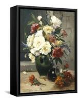 Still Life of Peonies and Wallflowers-Eugene Henri Cauchois-Framed Stretched Canvas