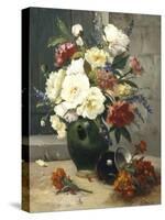 Still Life of Peonies and Wallflowers-Eugene Henri Cauchois-Stretched Canvas